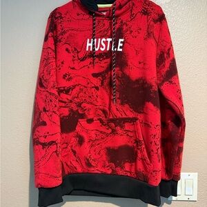 Hustle Red and Black Graphic Hoodie